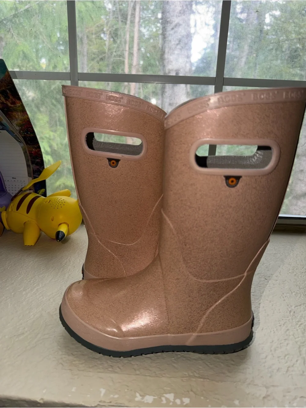 Bogs Kids Rose Gold Glitter Rain Boots
